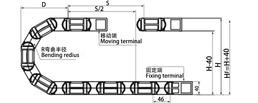 25系列強(qiáng)力型拖鏈參數(shù)圖