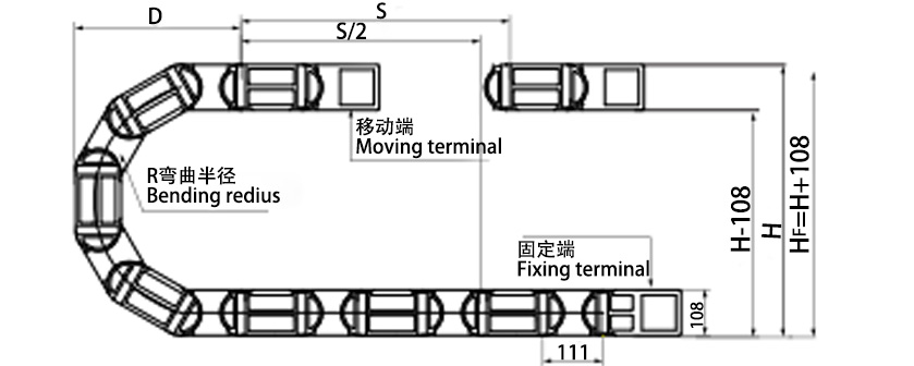 80系列強(qiáng)力型拖鏈參數(shù)圖